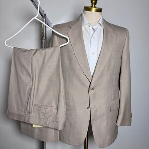Kuppenheimer Suit Mens 40R 35x27 Tan Solid Vintage 2 Button Wool Blend USA